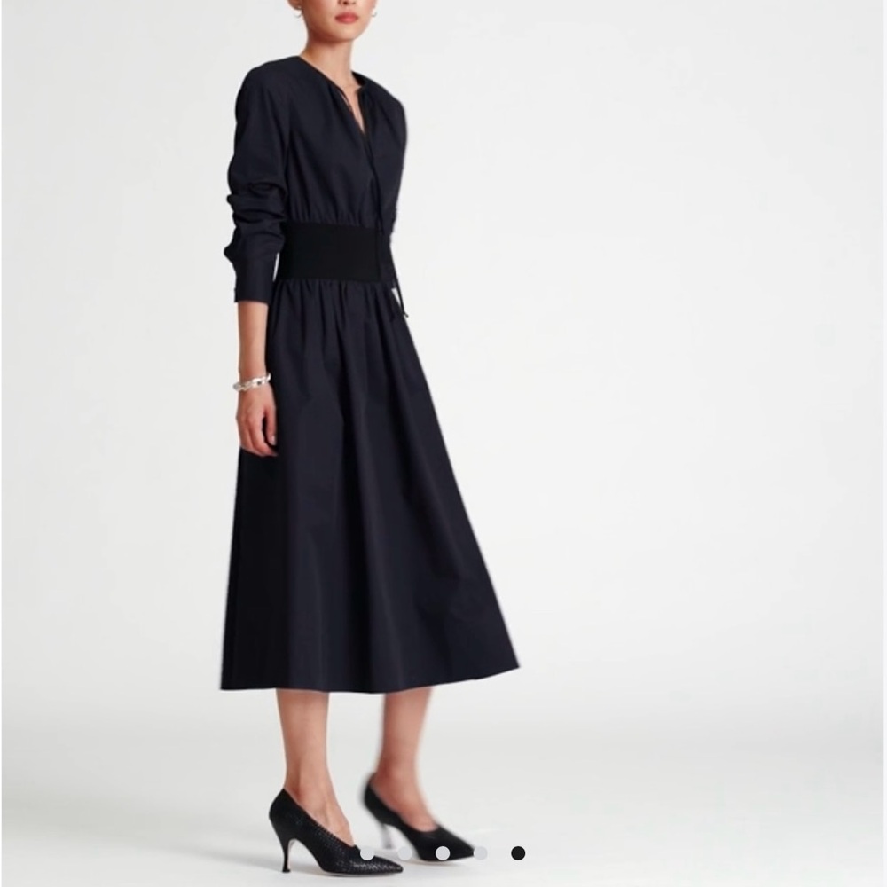 Tory Burch Poplin Knit-waist dress, size 10, color medium navy